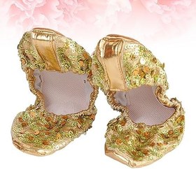 Resim jojofuny Dans Ayakkabıları - Göbek Balesi Yoga Jimnastiği Için Özellik Plaka Ayakkabılar Beden Xl Altın 