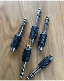 Resim 5 Adet Rca Dişi Giriş 6.3mm Erkek Gitar Jak Çıkış Çevirici Adaptör 