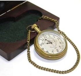 Resim Ahşap Kutulu Çapalı Pirinç Köstekli Saat Ürün Boyutları:7 x 4 cm, Bronz 