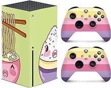 Resim TACKY DESIGN Kawaii Makarna Derisi Xbox Serisi x Cilt Anime Konsolu ve İki Kumanda Kaplaması, Xbox x Çıkartma Premium Vinil 3M Çıkartma Tam sarma, Xbox Kapak 