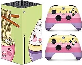 Resim TACKY DESIGN Kawaii Makarna Derisi Xbox Serisi x Cilt Anime Konsolu ve İki Kumanda Kaplaması, Xbox x Çıkartma Premium Vinil 3M Çıkartma Tam sarma, Xbox Kapak 