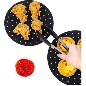 Resim Siyah Isıya Dayanıklı Yıkanılabilir Silikon Fırın Ve Airfryer Yuvarlak Model Pişirme Matı 20 Cm 4741 