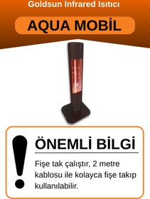 Resim Goldsun Aqua Mobil 700 Watt GSA07VP Isısı Ayarlanabilir Elektrikli İnfrared Isıtıcı-Siyah 