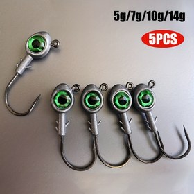 Resim Balıkçılık Alabalık ve Levrek için 5 ADET / Paket 3D Büyük Göz Jigheads, Kırmızı Balık, Somon, Levrek, Alabalık ve Diğer Balıklar İçin Uygun Yüksek Karbonlu Çelik saç tokası 