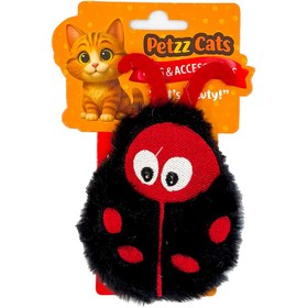 Resim PetzzCats LadyBird Matatabi ve Çıngırak Sesli Peluş Kedi Oyuncağı Siyah 11x11 Cm 