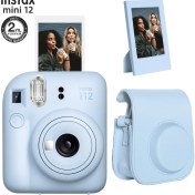 Resim Fujifilm Instax Mini 12 Mavi Fotoğraf Makinesi-Çerçeve ve Deri Kılıf Seti 