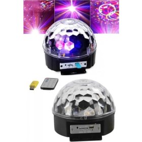 Resim LED Işık Disko Topu Bluetooth Hoparlörlü USB Müzik Çalar Kumandalı 