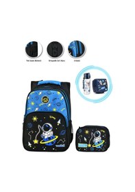 Resim Oltalı Astronot Okul Çantası + Astronot Beslenme Kabı + Astronot Suluk - Uzay Çanta İlkokul Çantası 