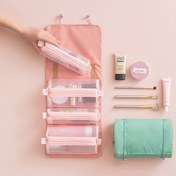 Resim Kadınlar için Seyahat Kozmetik Çantası, Fermuarlı File Ayrılabilir Kozmetik Torbası, Bayanlar İçin Halatlı Makyaj Saklama Çantası 