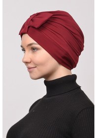 Resim Altobeh Fiyonklu Çift Yönlü Çapraz Tesettür Bone - Bordo Bordo 