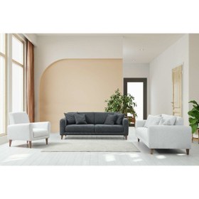 Resim Minar Sare 3+3+1 Berjer Koltuk Takım (Koyu Gri+Ares Byz) 