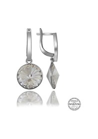 Resim Swarovski Crystal Taşlı Gümüş Beyaz Sallantılı Kadın Küpe Diğer 