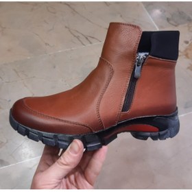 Resim Belox Hakiki Deri Ortopedik Çift Fermuarlı Kadın Taba Bot 