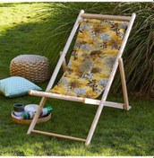 Resim Bluehomeconcept Adawall Sarı Tropikal Katlanabilir Şezlong 