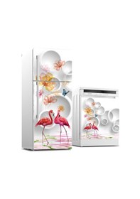 Resim Buzdolabı Ve Bulaşık Makinası Beyaz Eşya Sticker Kaplama Flamingo 