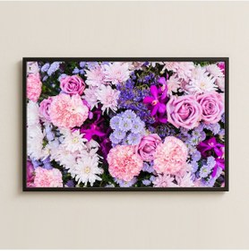 Resim Pembe Ve Mor Tonlarda Çiçek Kolajı Dijital Fotoğraf Pleksi Tablo 
