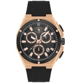 Resim Santa Barbara Polo Racquet Club Sb.1.10578-5 Silikon Kordonlu Tüm Fonksiyonları Aktif Suya Dayanıklı Siyah Erkek Kol Saati Rose Gold 