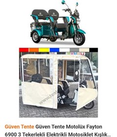 Resim MOTOLUX Güven Tente Motolüx Fayton 6900 3 Tekerlekli Elektrikli Motosiklet Kışlık Tente 