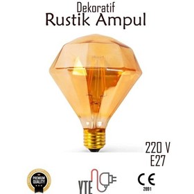 Resim Vintage Filament Rustik E27 220v 2200k Prizmatik Edison Ampul 4w 