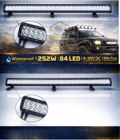 Resim KAPOTO 99x7cm Off Road 84 Led Projektör Işık 9V-30V Araç Üstü Led Bar 