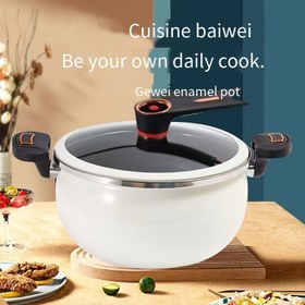 Resim 1 Adet Büyük Tencere - Kapaklı, 8 Litre Kapasiteli, Şık Beyaz Dış Görünüm - Tüm Ocaklar İçin Uygun (Gazlı, Elektrikli, İndüksiyon, Halojen) - Çorba, Yemek Pişirme ve Kızartma için Mükemmel - Dayanıklı Dökme Demir Yapı, Şık Emaye Yüzey, Yapışmaz Tabakalı - Aile Mutfağı ve Profesyonel Kullanım için İdeal 