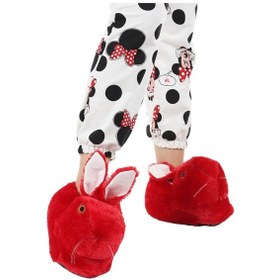 Resim Peluş Tavşan Figürlü Kaymaz Ve Ses Yapmaz Ev Panduf Kırmızı-kırmızı Kırmızı 