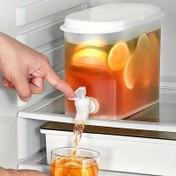 Resim 1 Adet Büyük Kapasiteli Plastik İçecek Dağıtıcısı Musluklu - Buzlu Çay, Limonlu Su ve Meyve Demleri için Buzdolabı Dostu Soğuk Kazan, Dayanıklı ve Kullanımı Kolay Ev Gerekliliği 