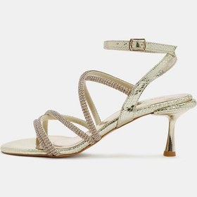 Resim Sapin Kadın Altın Kordonlu İnce Topuklu Sandalet Altın 