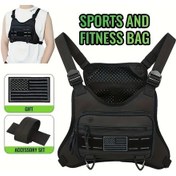 Resim Meridiangoods Siyah 1 Adet Hırsızlık Önleyici Tactical Koşu Göğüs Çantası Çok Bölmeli Nylon Siyah 