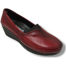 Resim Maxsens 3113-20 Hakiki Deri Dolgu Topuk Kadın Ayakkabı Bordo 