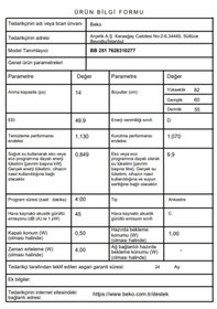 Resim Beko BB 251 5 programlı 14 Kişilik Tam Ankastre Bulaşık Makinesi 