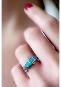 Resim Opal Taşlı Yunus Figürlü Gümüş Yüzük 15 