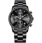 Resim Fochsia Lıge Erkek Genç Karanlıkta Parlayan Kadranlı Ay Evresi Göstergeli Kolluk Çelik Kol Saati Diğer 