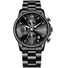 Resim Fochsia Lıge Erkek Genç Karanlıkta Parlayan Kadranlı Ay Evresi Göstergeli Kolluk Çelik Kol Saati Diğer 