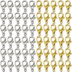 Resim 100 Adet 6x12mm Istakoz Kancası - DIY Kolye Bağlantıları için Takı Kapama Kancaları (Altın) 
