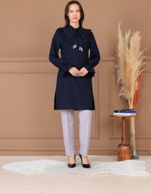 Resim Central Of Moda Asil Taş Detaylı Tesetür Tunik Pantolon İkili Takım 