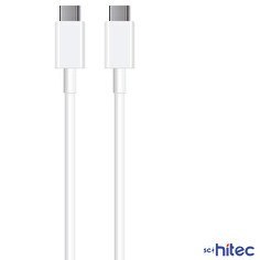 Resim ScHitec Type-C To Type-C Nothing Phone (1) Uyumlu 6A 100 W Süper Hızlı 3 M Beyaz Data Ve Şarj Kablosu 