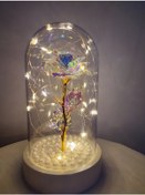 Resim Şeffaf Kristal Işıklı Gül Fanus 