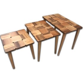 Resim Zigon Kareli Tabla Model Kayın Torna Retro Ayak Parlak Açık Ceviz 