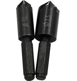 Resim Sones 10 Mm 13 Mm Ağaç İşleme Delik Delme Konumlandırma Tahtası 1/4 Altıgen Saplı Yedi Bıçaklı Pah Kırma Bıçağı Kenar Kesici Siyah 