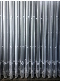 Resim Tül Perde Grek Zemin Sedef Sim Işlemeli B14622 Ekru 