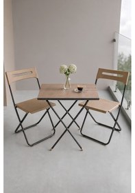 Resim İronika Bahçe Balkon Teras Mutfak 3'lü Bistro Set Katlanır Masa Sandalye Takımı Krem 
