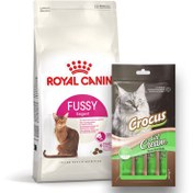 Resim Royal Canin Fussy Exigent Seçici Kedi Maması 4 Kg + Crocus Cream Ödül 4x15 Gr 