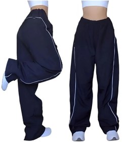 Resim weywot Paraşut Kumaş Unisex Baggy Trotters Bol Kalıp Oversize Bel Lastikli Paça Ayarlanabilir Eşofman Altı 