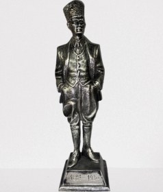 Resim Dekoratif Polyester Atatürk Heykeli 48 Cm Gümüş-eskitme 