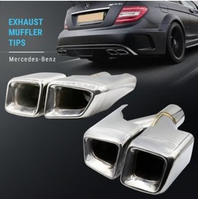 Resim AEM Mercedes W204 C63 Amg Egzoz Ucu Set Krom 4 Çıkış Kare 