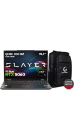 Resim Game Garaj Slayer SR7T-5060 C2 Amd Ryzen 7 255 32GB Ram 1tb SSD RTX5060 15.3" Qhd+ 300Hz IPS Freedos Gaming Laptop 
