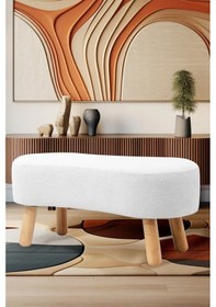Resim Zem Dublin Bohem Ahşap Ayaklı Puf/bench, Beyaz 