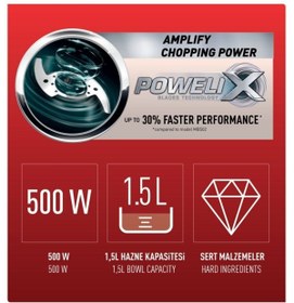 Resim TEFAL MB4705 MasterChop Powelix Maxi 4 Bıçaklı Rondo ve Doğrayıcı 500 W Kırmızı 