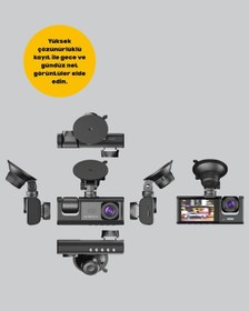 Resim Depomıx Üç Kameralı Araç Kamerası Full Hd Gece Görüş G-sensör 